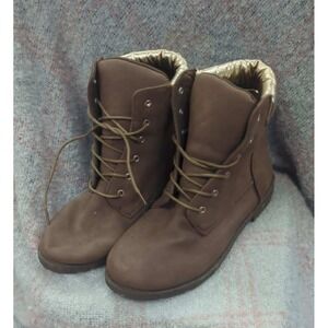 Comfort Trendz Brown Lace Up Ankle Boots with Gold Trim Women's